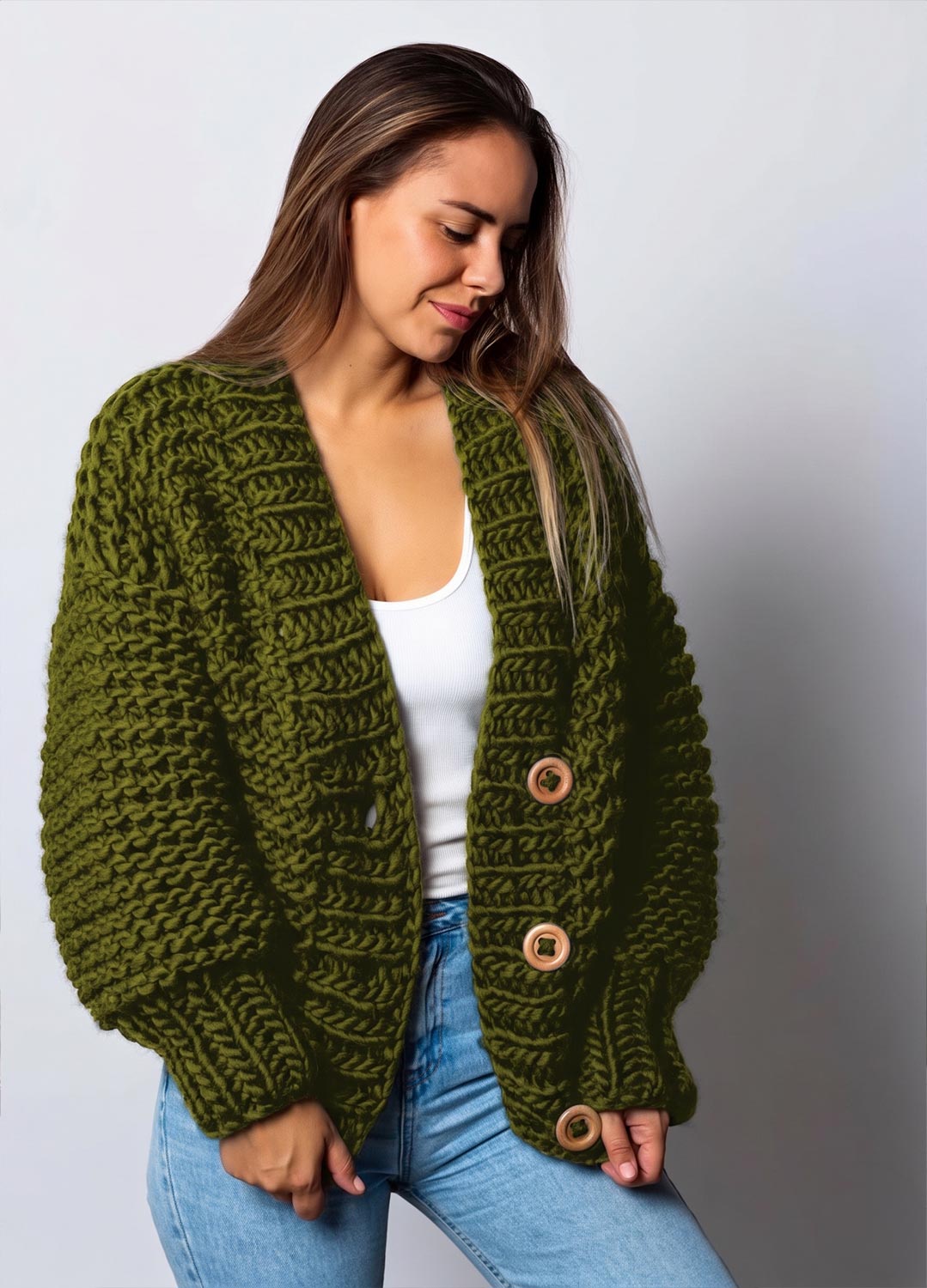 Avocado Cardigan Kit - Yummy Yarn Version