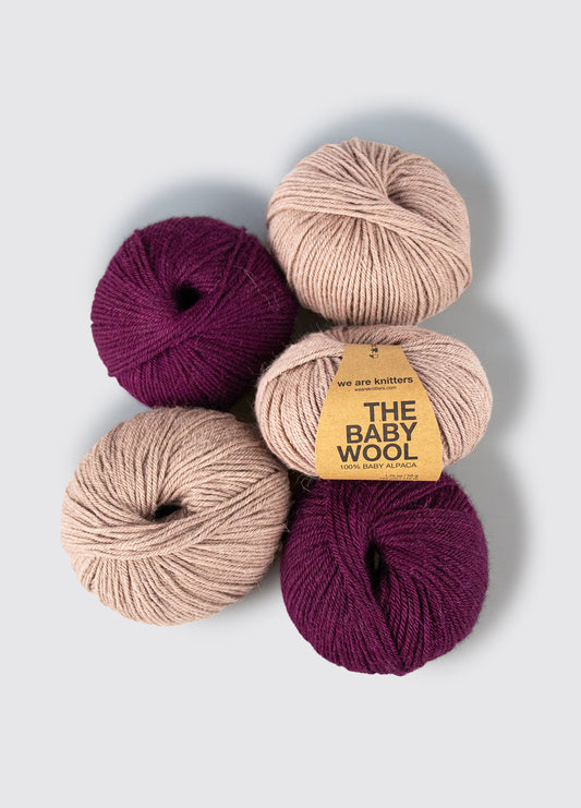 5-pakning med garnnøster av babyalpakka