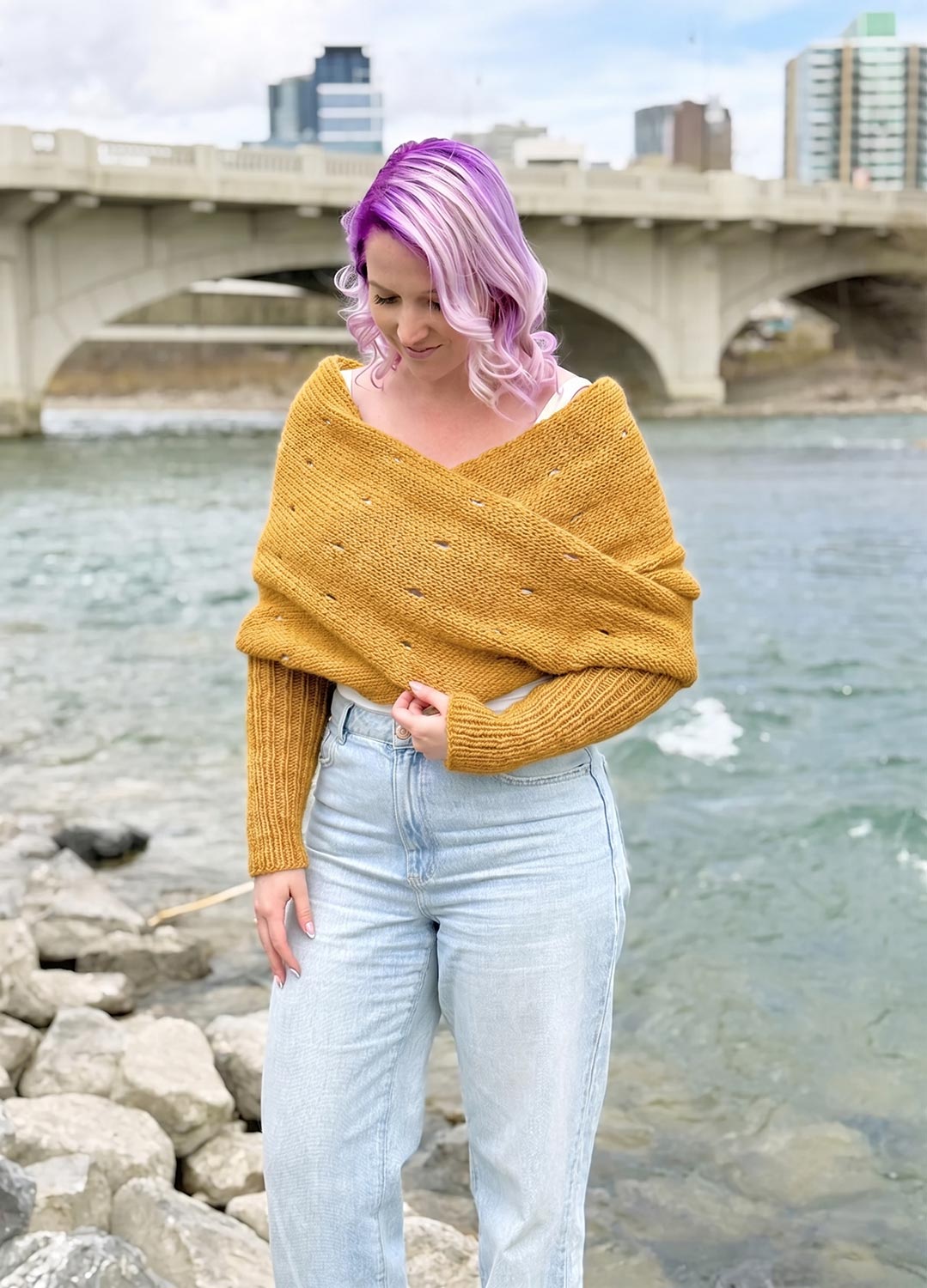 Easy Eyelet Sweater Scarf x @knitatude Kit - Monthly Deal