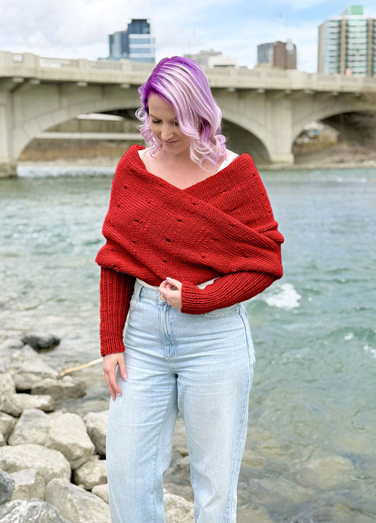 Easy Eyelet Sweater Scarf x @knitatude Kit - Yummy Yarn Fine Version