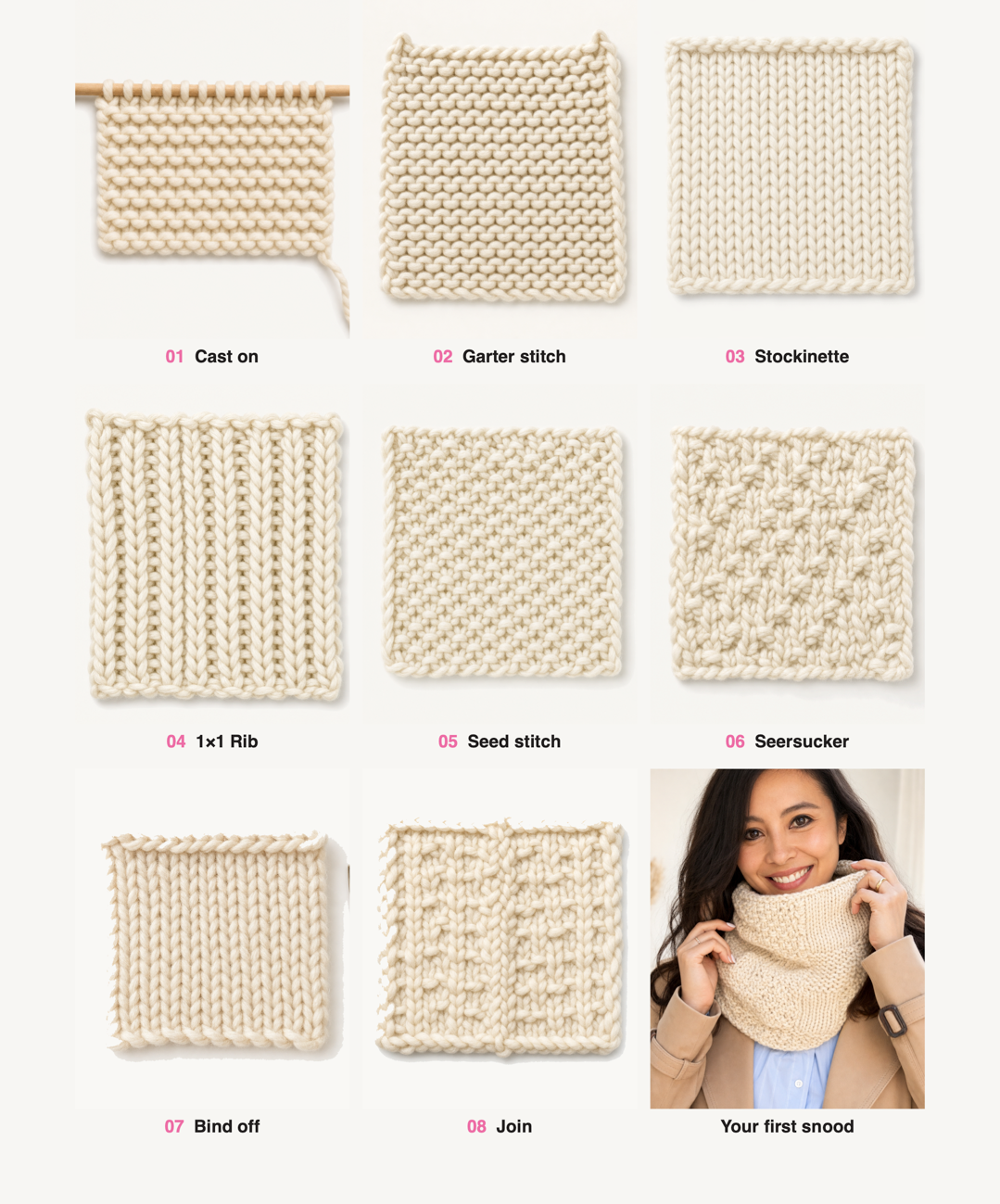 Snood - Beginner Sampler Kit - Learn The Basics Knitting Kit