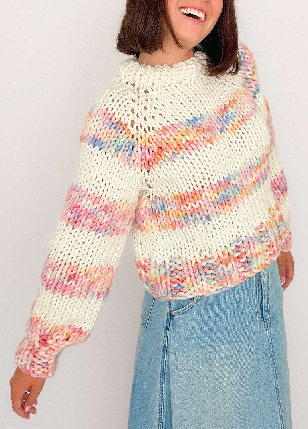 The Striped Rainbow Sweater Kit x @paula.on.knits - Yummy Yarn Version