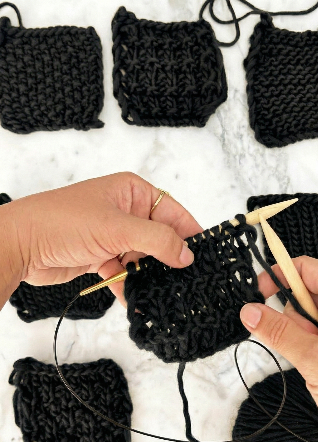 Stitch Sampler Kit: Learn The Basics Knitting Kit - Make your first Placemat & Coasters - Yummy Version